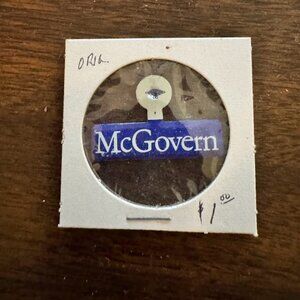 McGovern Vintage Metal Fold Tab Lapel Button 1.5 Inch Political Pinback